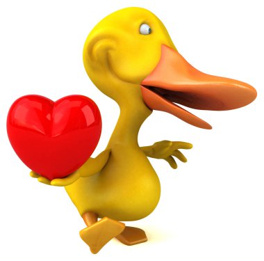 eğlenceli çizgi film karakteri ile kalp - 3d çizim