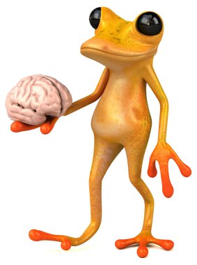 Eğlenceli çizgi film karakteri ile beyin - 3d çizim