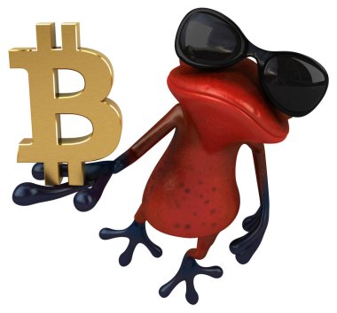 Bitcoin - 3d çizim ile eğlenceli çizgi film karakteri
