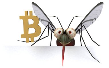 Bitcoin - 3d çizim ile eğlenceli çizgi film karakteri
