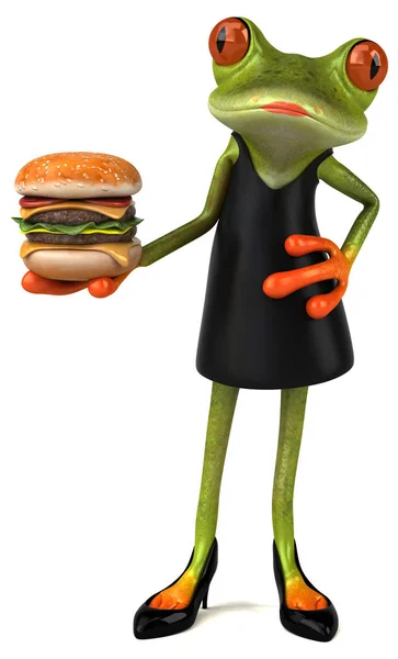 Leuk Personage Met Hamburger Illustratie — Stockfoto