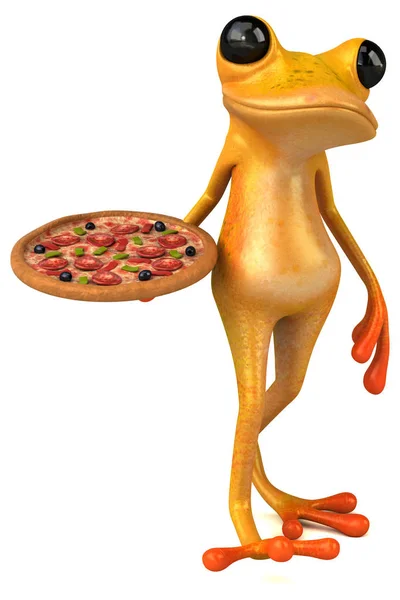 Leuk Personage Met Pizza Illustratie — Stockfoto