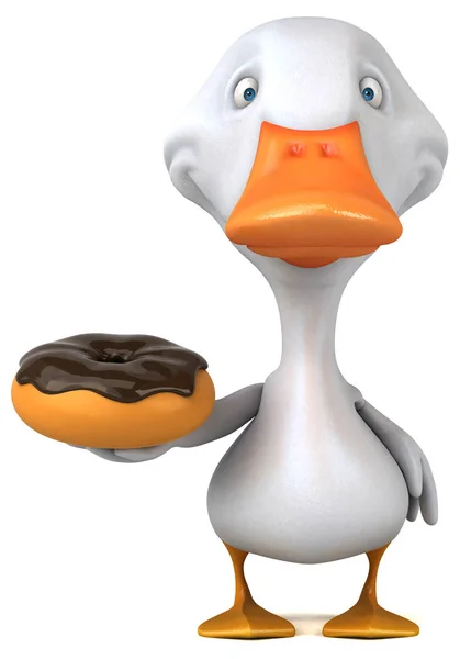 Rolig Tecknad Figur Med Donut Illustration — Stockfoto