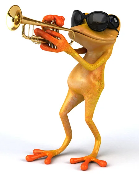 Żaba Zabawy Grając Jazz Ilustracja — Zdjęcie stockowe