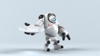 robot holding  plate - 3D animation 