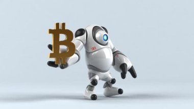 Bitcoin - 3d animasyon ile eğlenceli çizgi film karakteri 