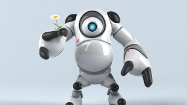 Çiçek - 3d animasyon karakteriyle büyük robot 
