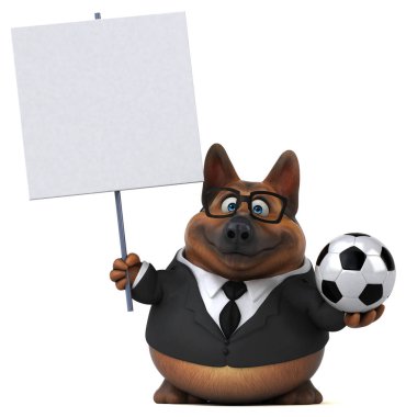 Eğlenceli Alman çoban köpeği ile top - 3D Illustration