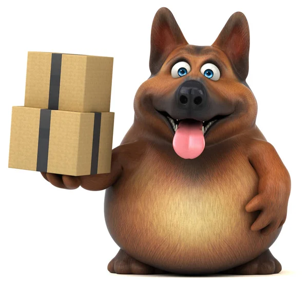 Rolig Tysk Herde Hund Med Lådor Illustration — Stockfoto