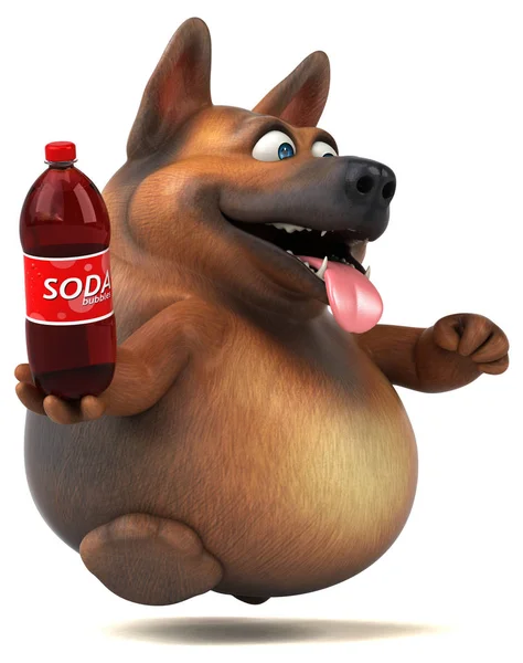Fun German Shepherd Dog Soda Illustration — Stock Photo, Image