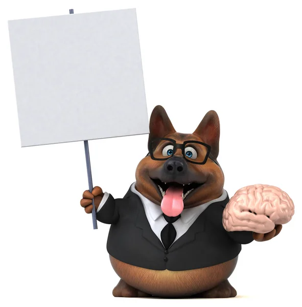 Spaß Schäferhund Mit Gehirn Illustration — Stockfoto