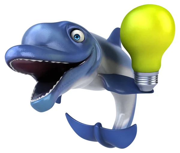 Fun Delphin Mit Lampe Illustration — Stockfoto