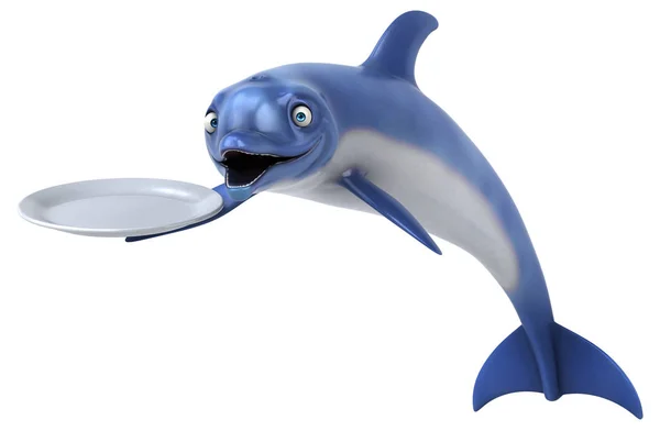 Leuke Dolfijn Met Bord Illustratie — Stockfoto