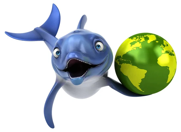 Delfín Divertido Con Planeta Ilustración —  Fotos de Stock