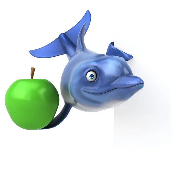 Fun Dolphin Apple Illustration — Stock Photo, Image