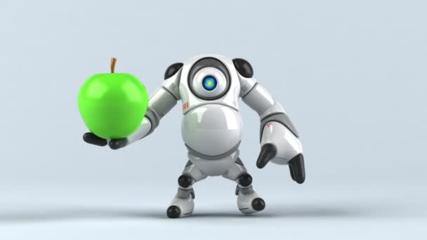 Robota Drží Jablko Animace — Stock video