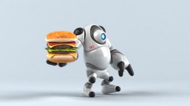 Hamburgerli komik çizgi film karakteri - 3 boyutlu animasyon 