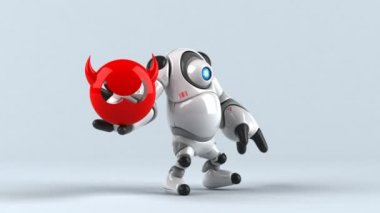 robot holding virus  - 3D animation 