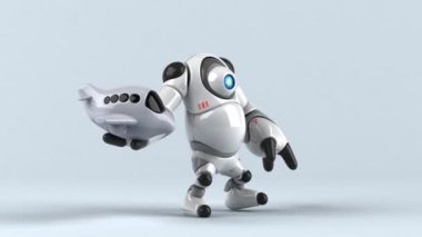 uçak - 3d animasyon tutan robot 
