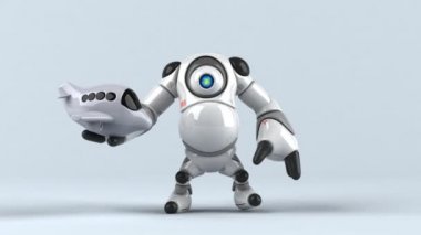 uçak - 3d animasyon tutan robot 