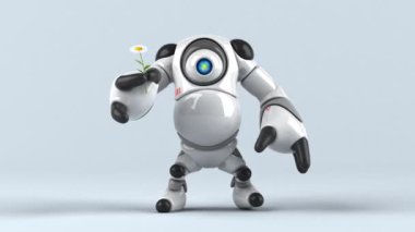 Çiçek - 3d animasyon karakteriyle büyük robot 