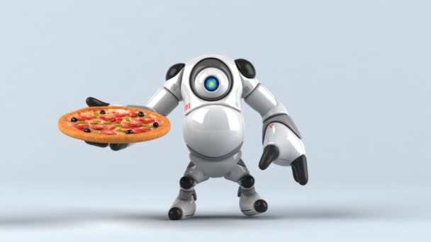 Robot Holding Pizza Animation — Stockvideo