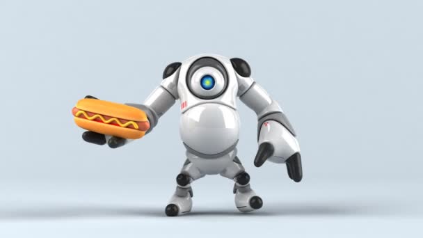 Divertente Personaggio Dei Cartoni Animati Con Hotdog Animazione — Video Stock