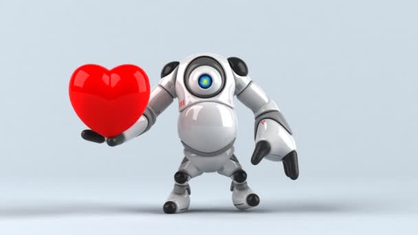 Robot Holding Heart Animation — Stock Video