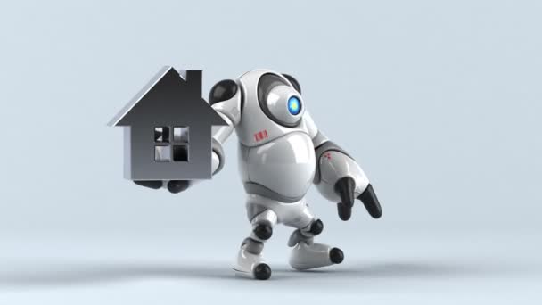 Robot Holding House Animazione — Video Stock