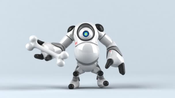 Grande Personaggio Robot Con Osso Animazione — Video Stock