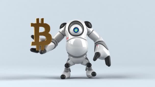 Spaß Cartoon Figur Mit Bitcoin Animation — Stockvideo