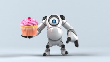 Eğlenceli çizgi film karakteri ile cupcake - 3d animasyon 