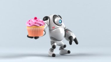 Eğlenceli çizgi film karakteri ile cupcake - 3d animasyon 