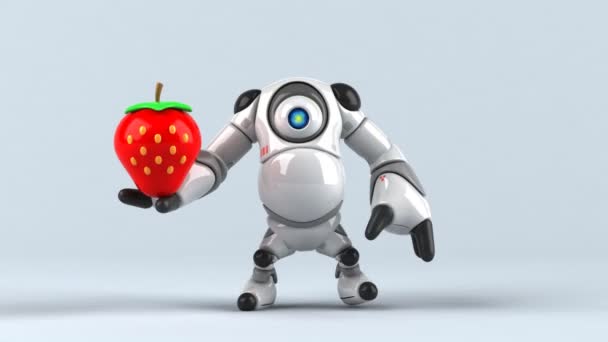 Robot Tenendo Fragola Animazione — Video Stock