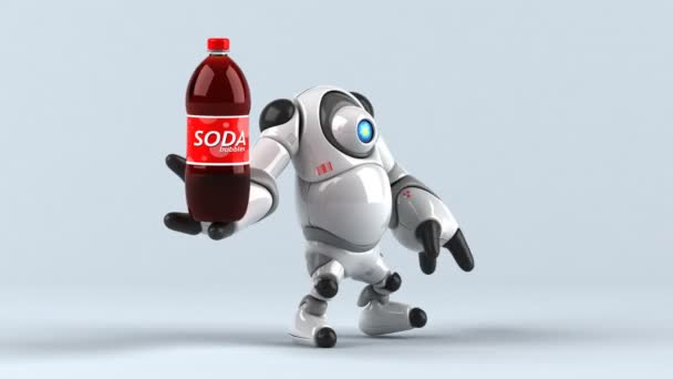 Robot Holding Soda Animasi — Stok Video