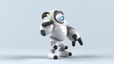 Çiçek - 3d animasyon karakteriyle büyük robot 