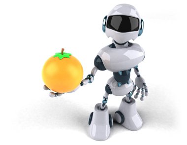 Turuncu - 3d çizim tutan robot 