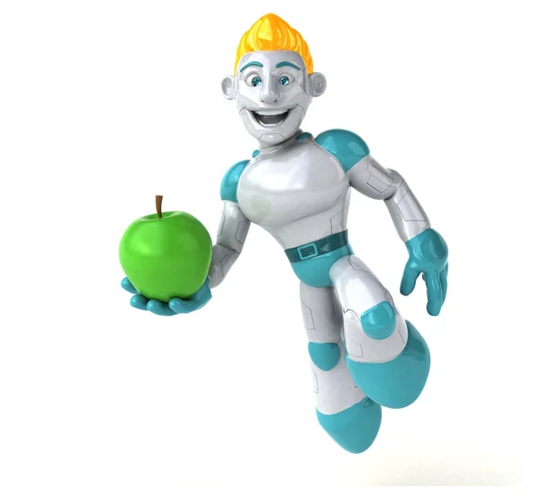 Robot Sosteniendo Manzana Ilustración —  Fotos de Stock