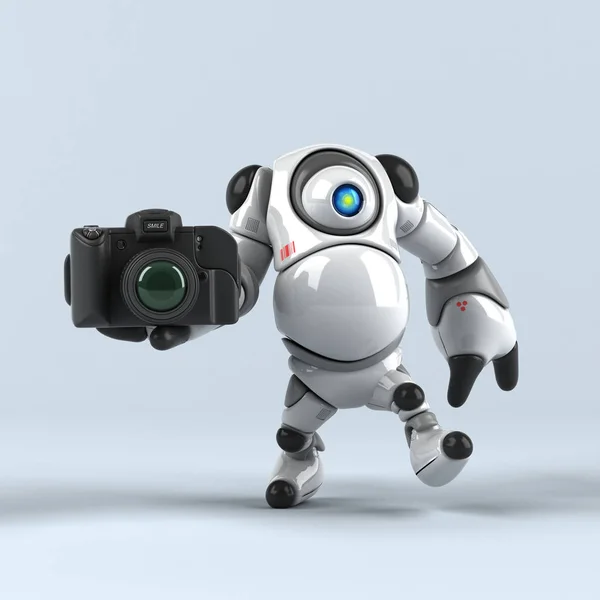 Ρομπότ Κρατώντας Φωτογραφική Μηχανή Απεικόνιση — Φωτογραφία Αρχείου