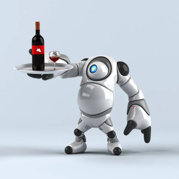 Robot Segurando Vinho Ilustração — Fotografia de Stock