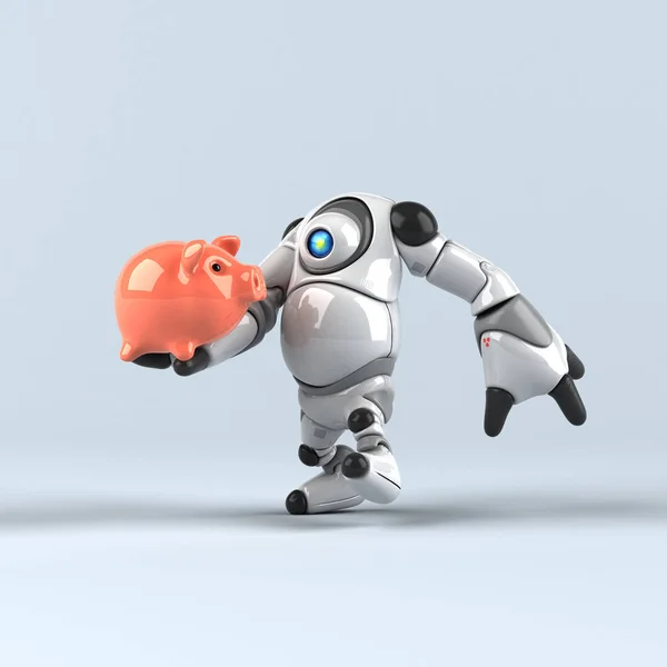 Roboter Hält Sparschwein Illustration — Stockfoto