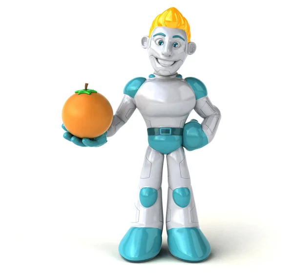 Robot Sosteniendo Naranja Ilustración —  Fotos de Stock