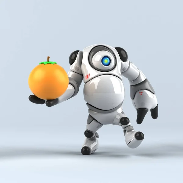 robot holding orange  - 3D Illustration