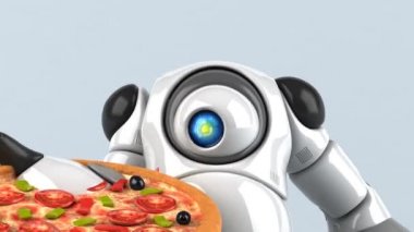 Robot pizza tutuyor - 3D animasyon 