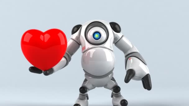 Robot Che Tiene Cuore Animazione — Video Stock