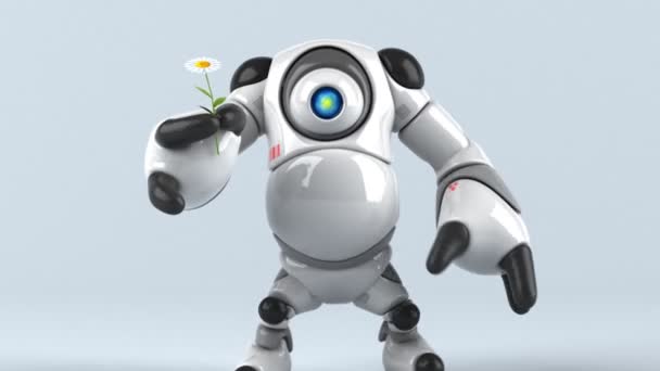 Grand Personnage Robot Avec Fleur Animation — Video