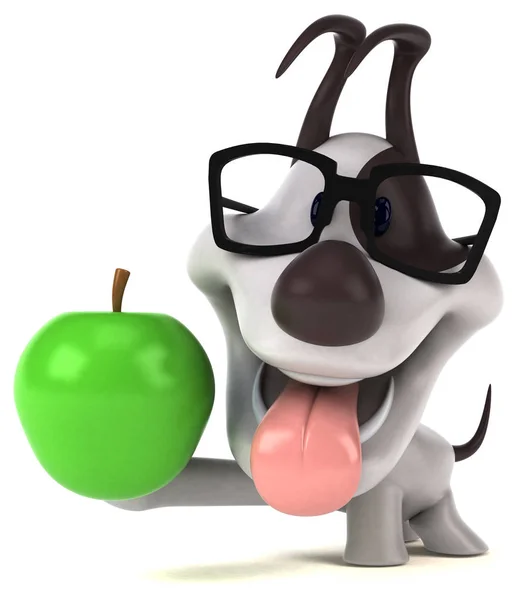 Spaß Cartoon Figur Mit Apfel Illustration — Stockfoto