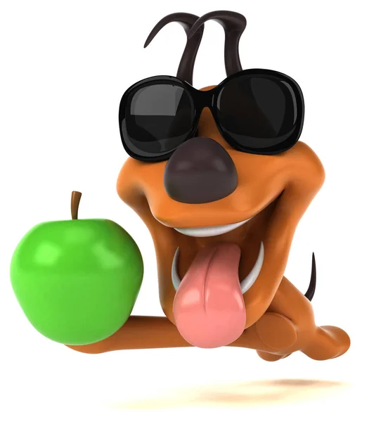 Spaß Cartoon Figur Mit Apfel Illustration — Stockfoto