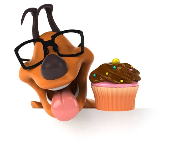 Funny Cartoon Charakter Cupcake Ilustracja — Zdjęcie stockowe