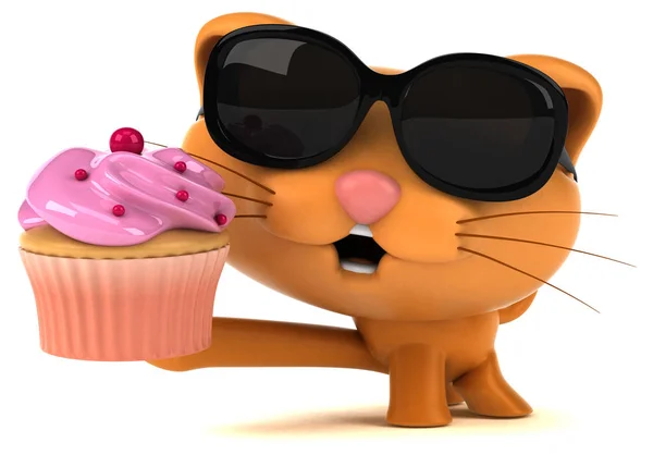 Personaggio Divertente Cartone Animato Con Cupcake Illustrazione — Foto Stock